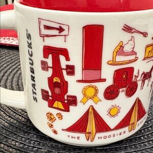 Starbucks Indiana Red and White Illustrated Mug